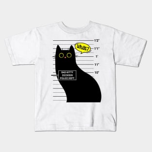 Bad Kitty Funny Cat Mugshot Kids T-Shirt